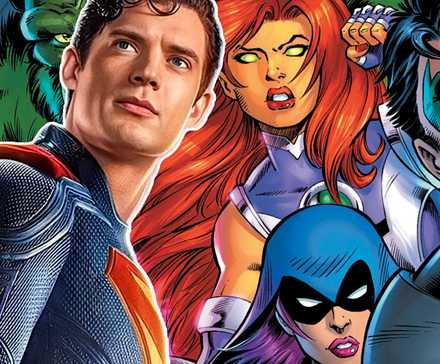 Live-action Superman with the comic version of teen titans