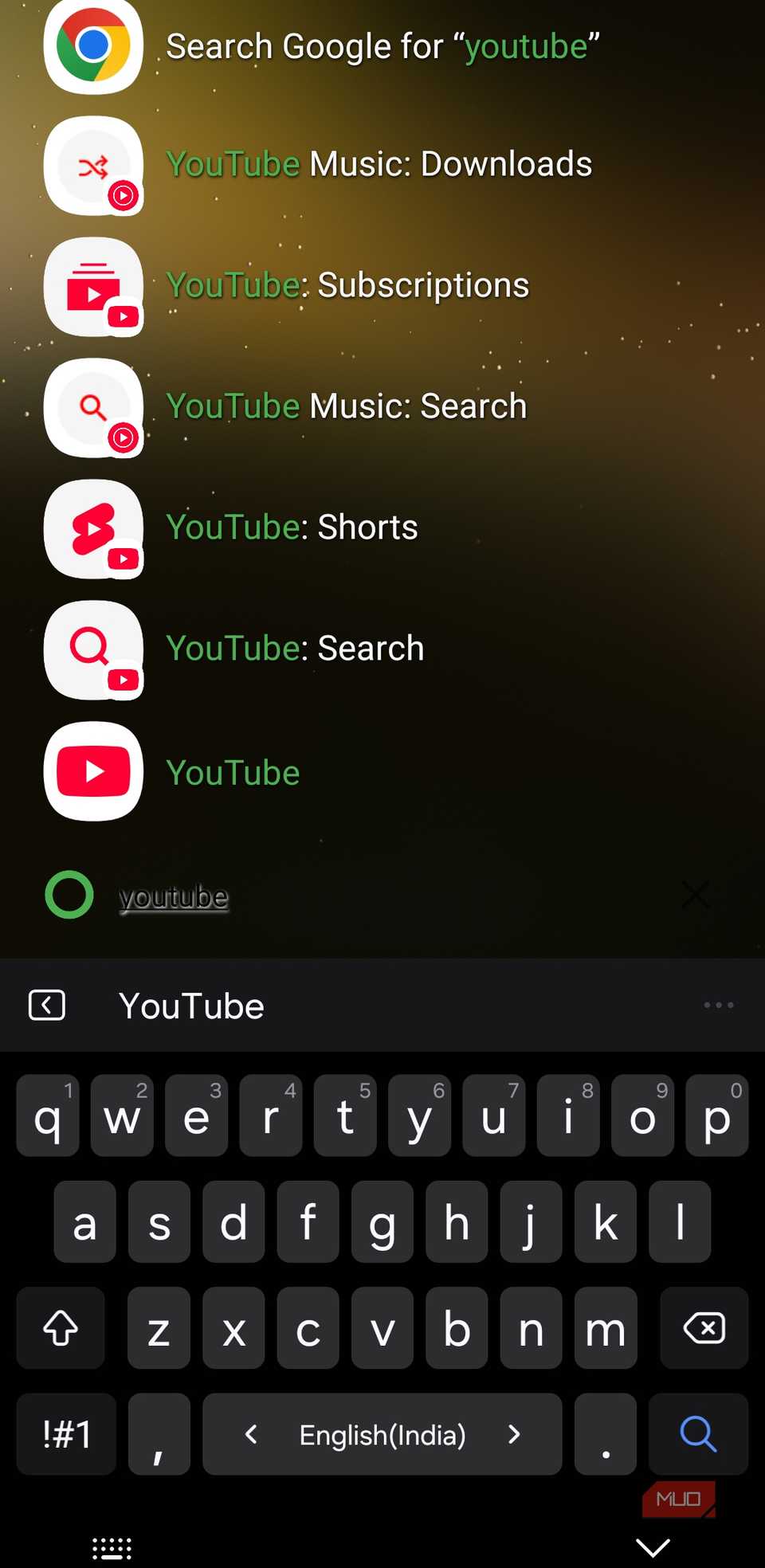 KISS Launcher search menu