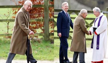 King Charles arrives at St Mary Magdalene with Sir Clive by his side