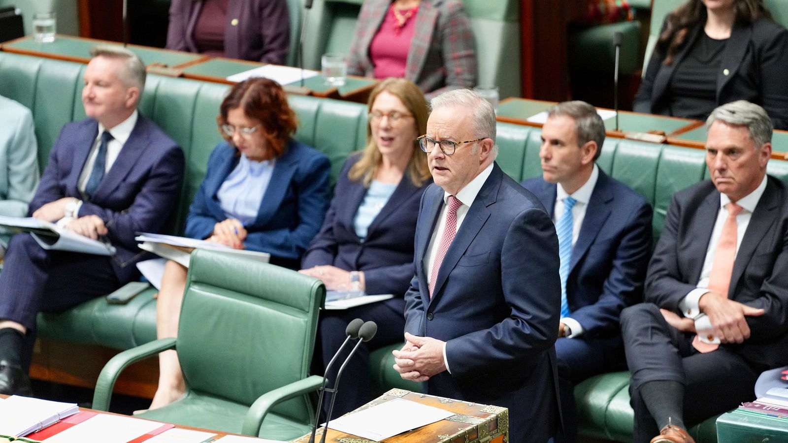 Albanese responds to a question at the despatch box