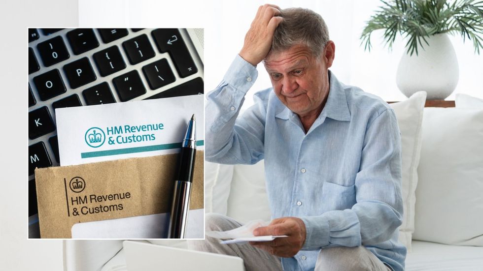 Man looking worried and HMRC letter