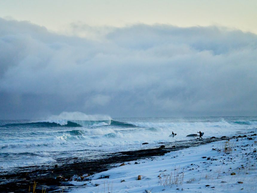Tim Latte and Dylan Graves cut two lonely figures against the windswept, frozen landscape of Finnmark.