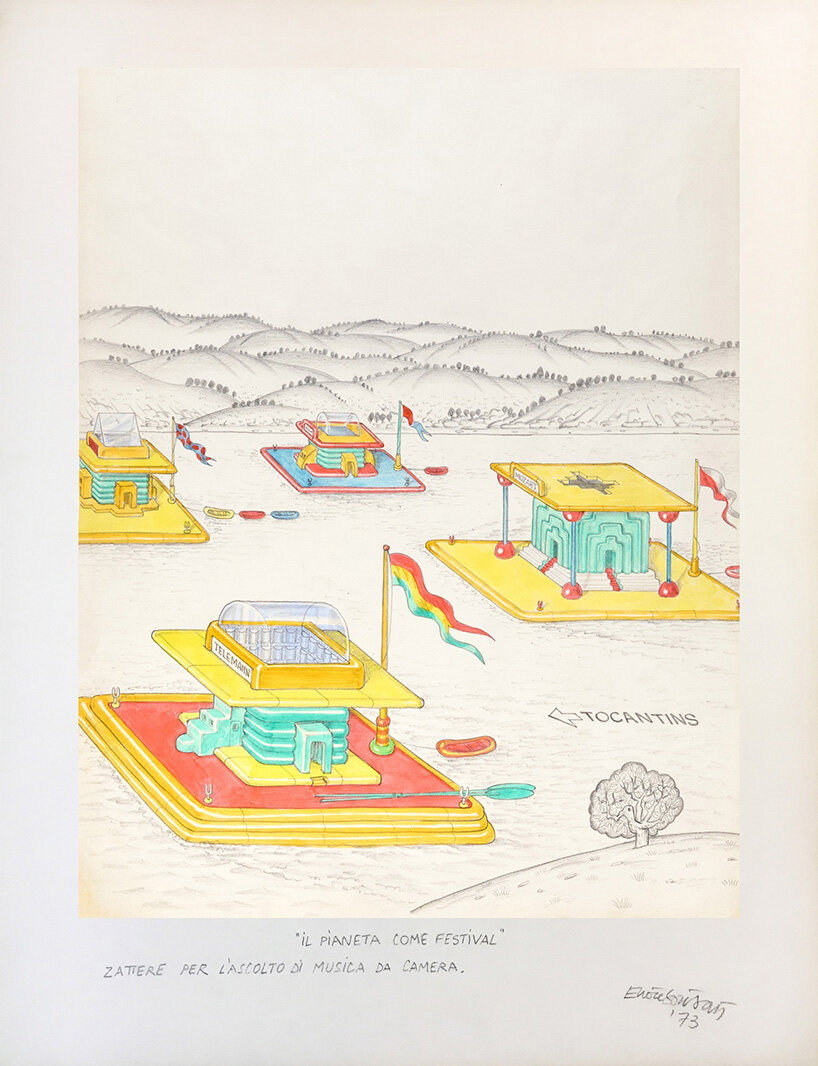 before memphis, ettore sottsass envisions a planet organized by moments of collective life