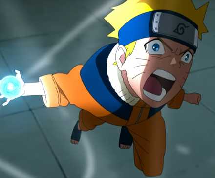 Naruto uses the Rasengan against Sasuke