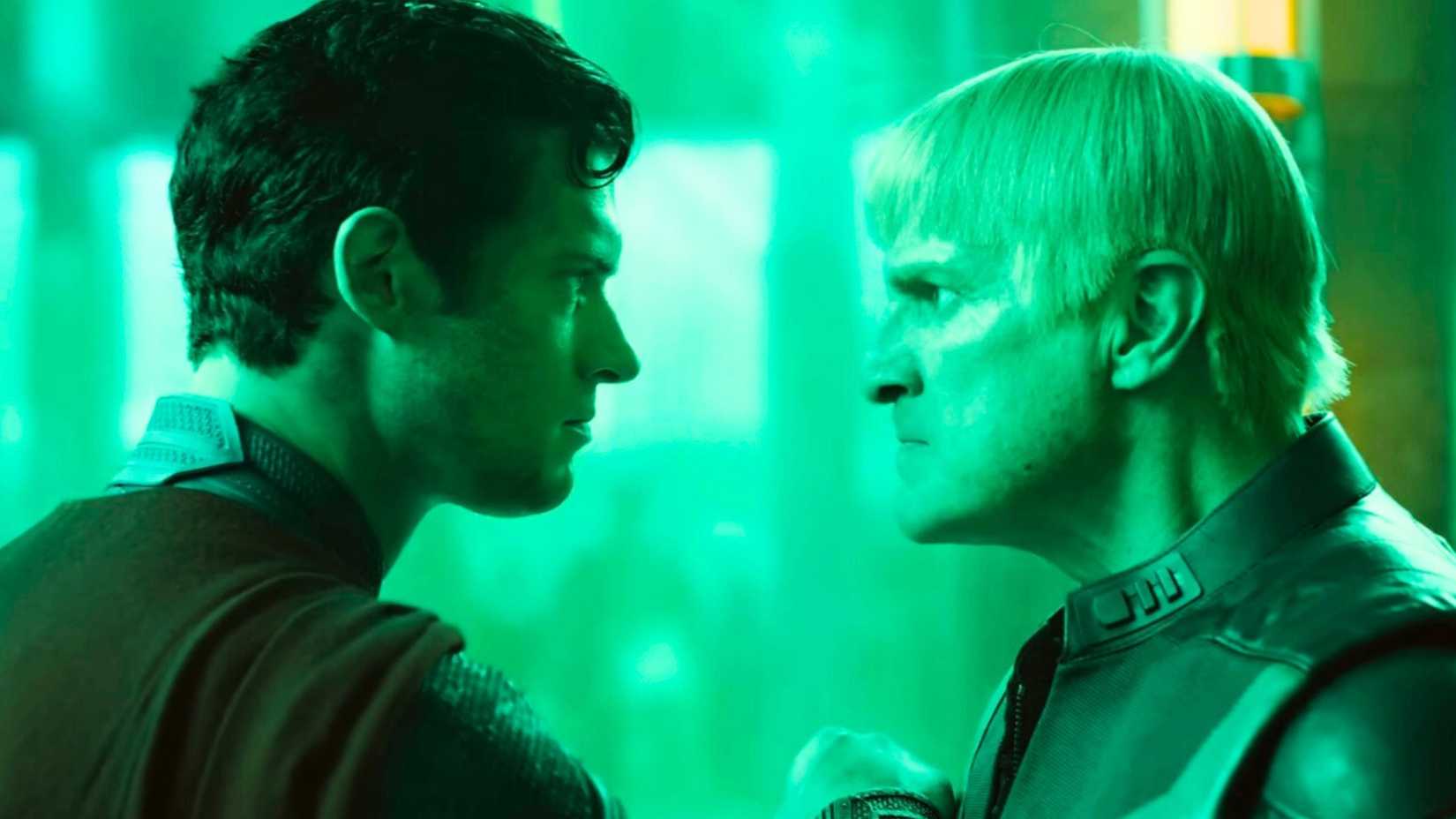 Nathan Fillion's Guy Gardner squaring up to Superman in the Superman movie.