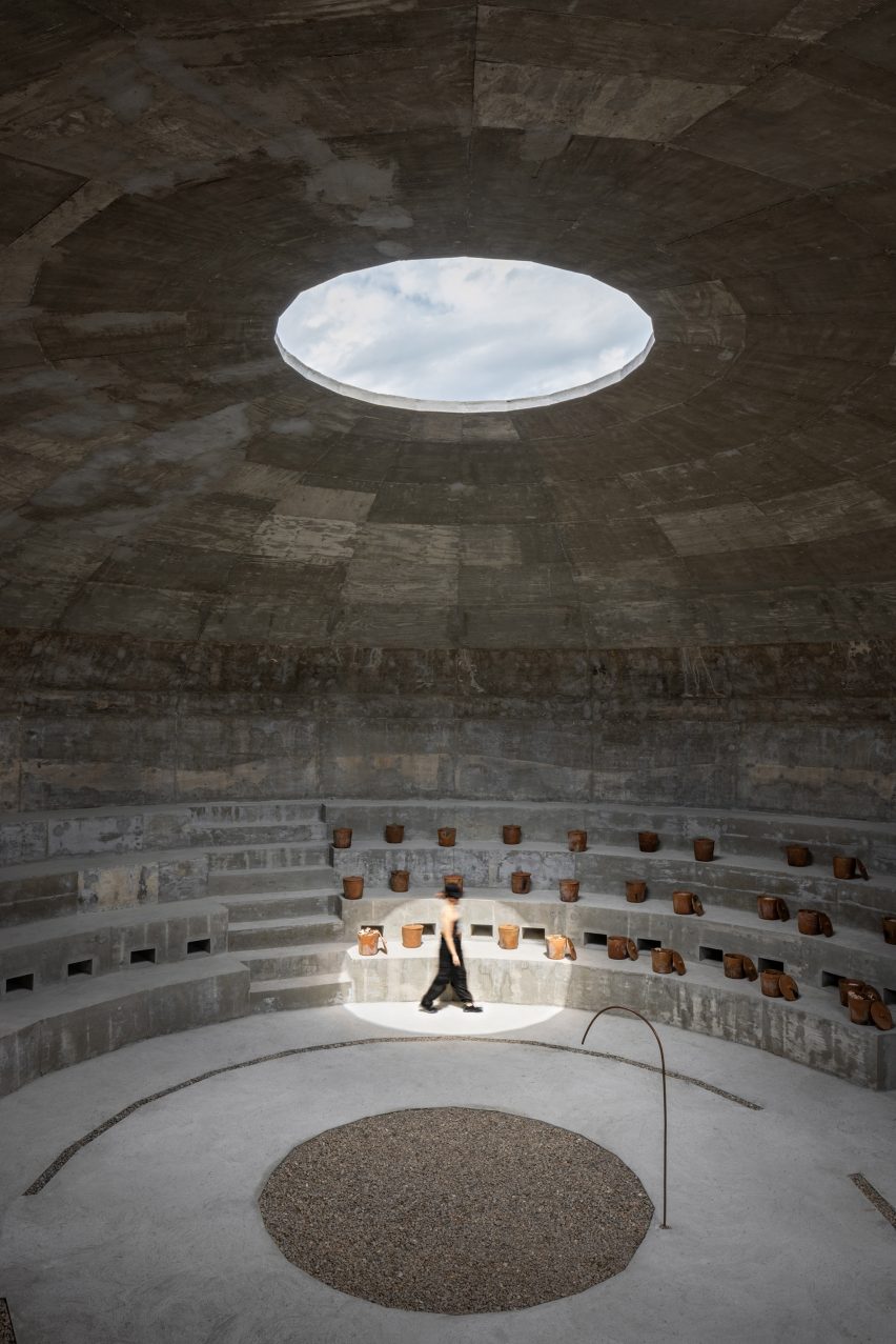 Oculus of OMA Mushroom Pavilion dome in Oaxaca