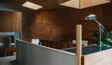 concrete and timber converse in osaka residence’s interiors