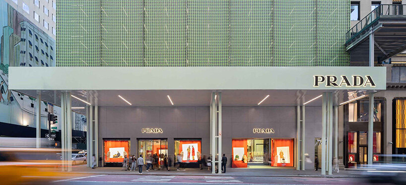 shimmering moiré facade of prada flagship in NYC rethinks the permanence of scaffolding - 4