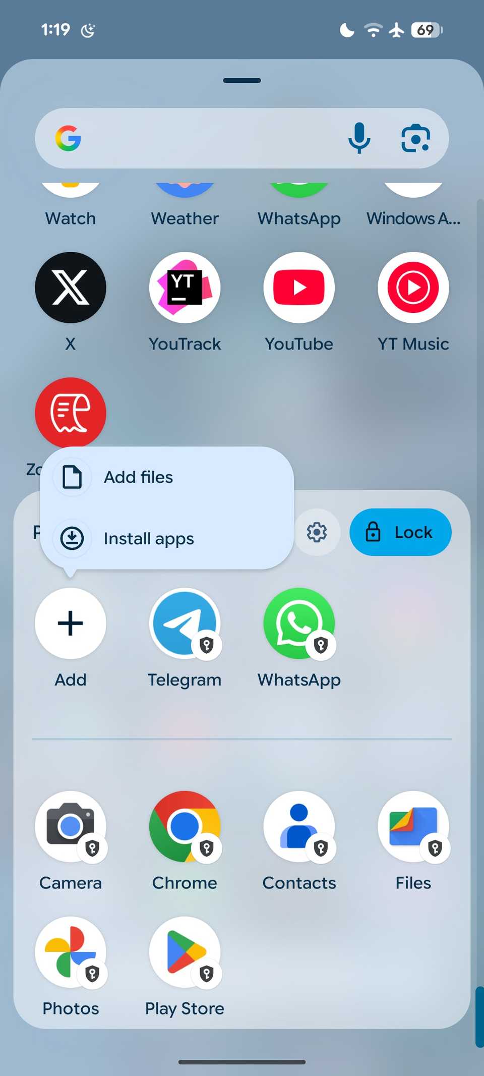 add files in Private Space