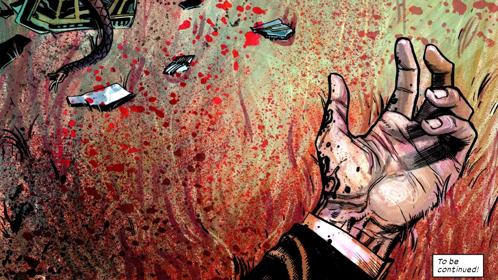 Professor X's dead hand lies on the ground in X-Force #1