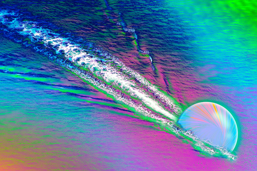 In this illustration a quark zooms through quark-gluon plasma, creating a wake in the plasma. Credit: Jose-Luis Olivares, MIT