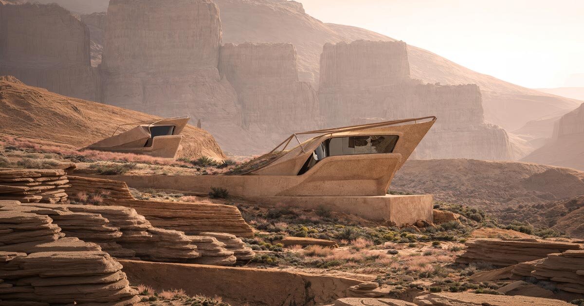 rammed-earth prisms carve an observatory house into utah desert