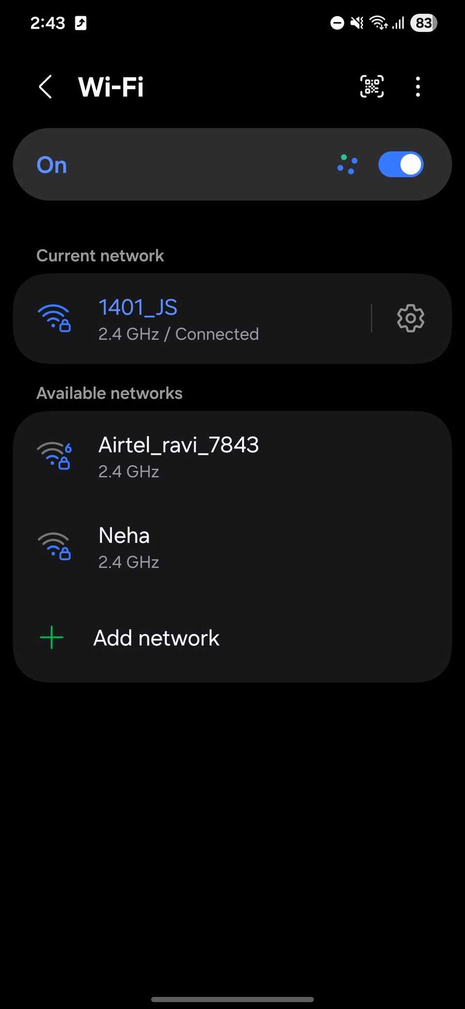 Connecting Galaxy S23 to Author's Home Wi-Fi network