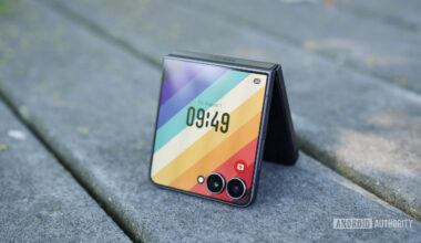 The Galaxy Z Flip 7 with its cover screen on.