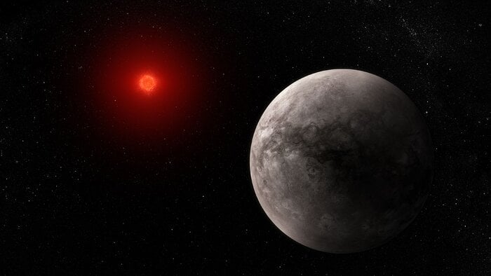 Artist's depiction of TRAPPIST-1 b. Credit - NASA, ESA, CSA, J. Olmsted (STScI), T. P. Greene (NASA Ames), T. Bell (BAERI), E. Ducrot (CEA), P. Lagage (CEA)