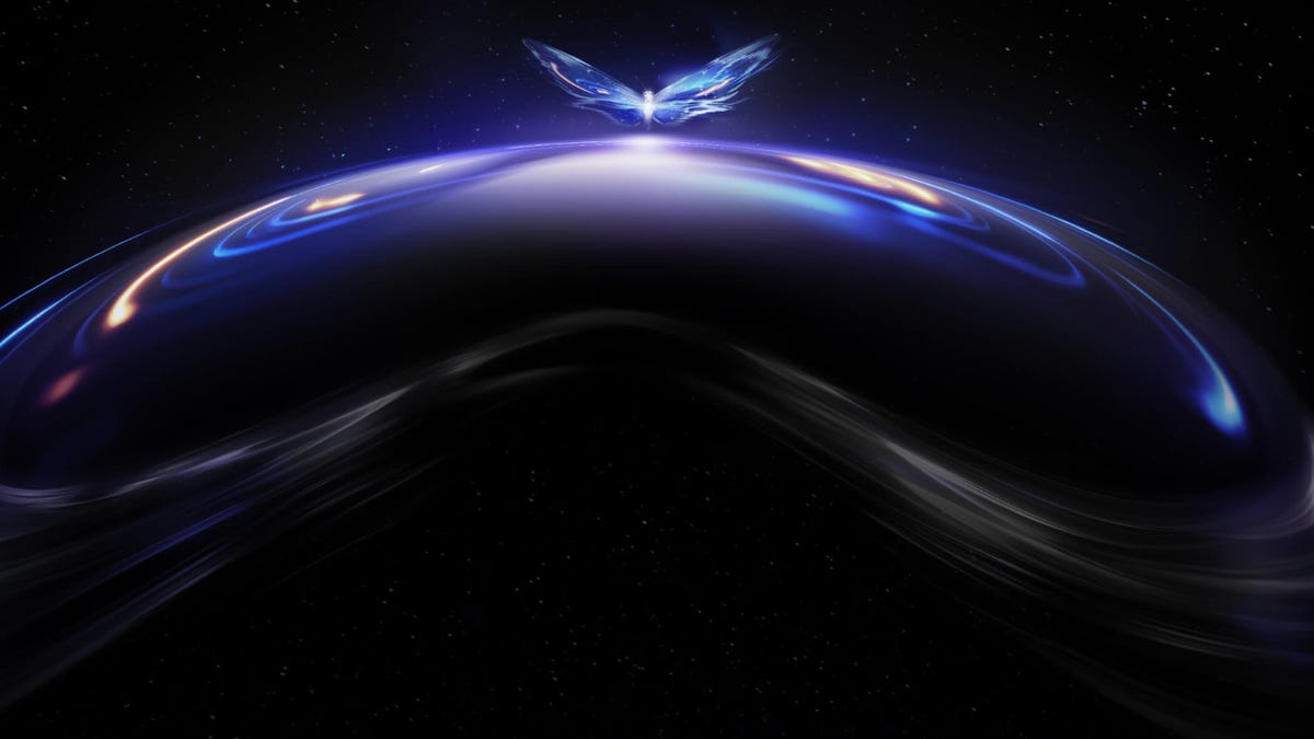 Project Swan prototype image showing gleaming headset visor on black background