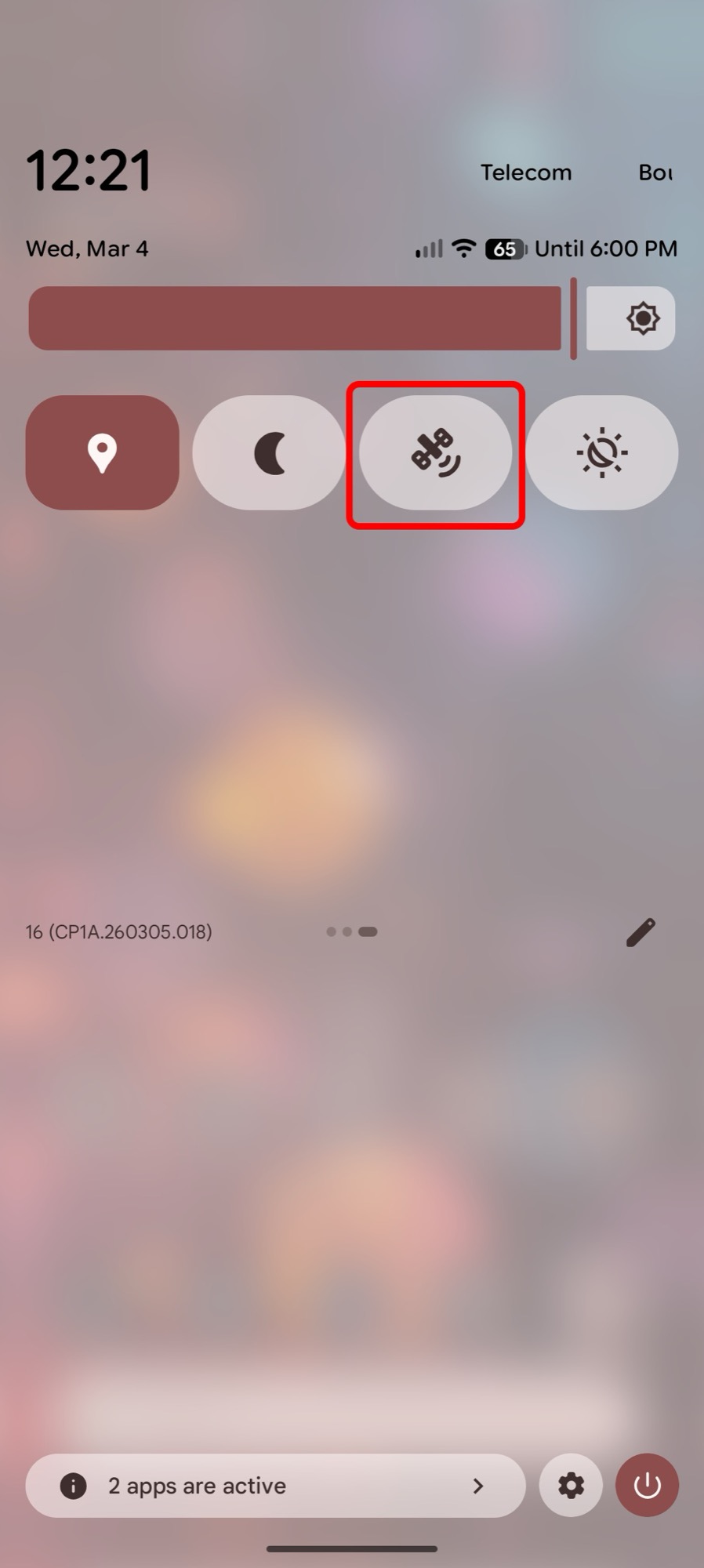 screenshot android 16 qpr3 quick settings satellite icon