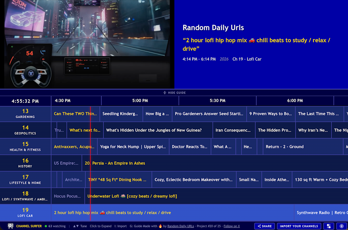 This web app lets you 'channel surf' YouTube like a '90s kid watching cable