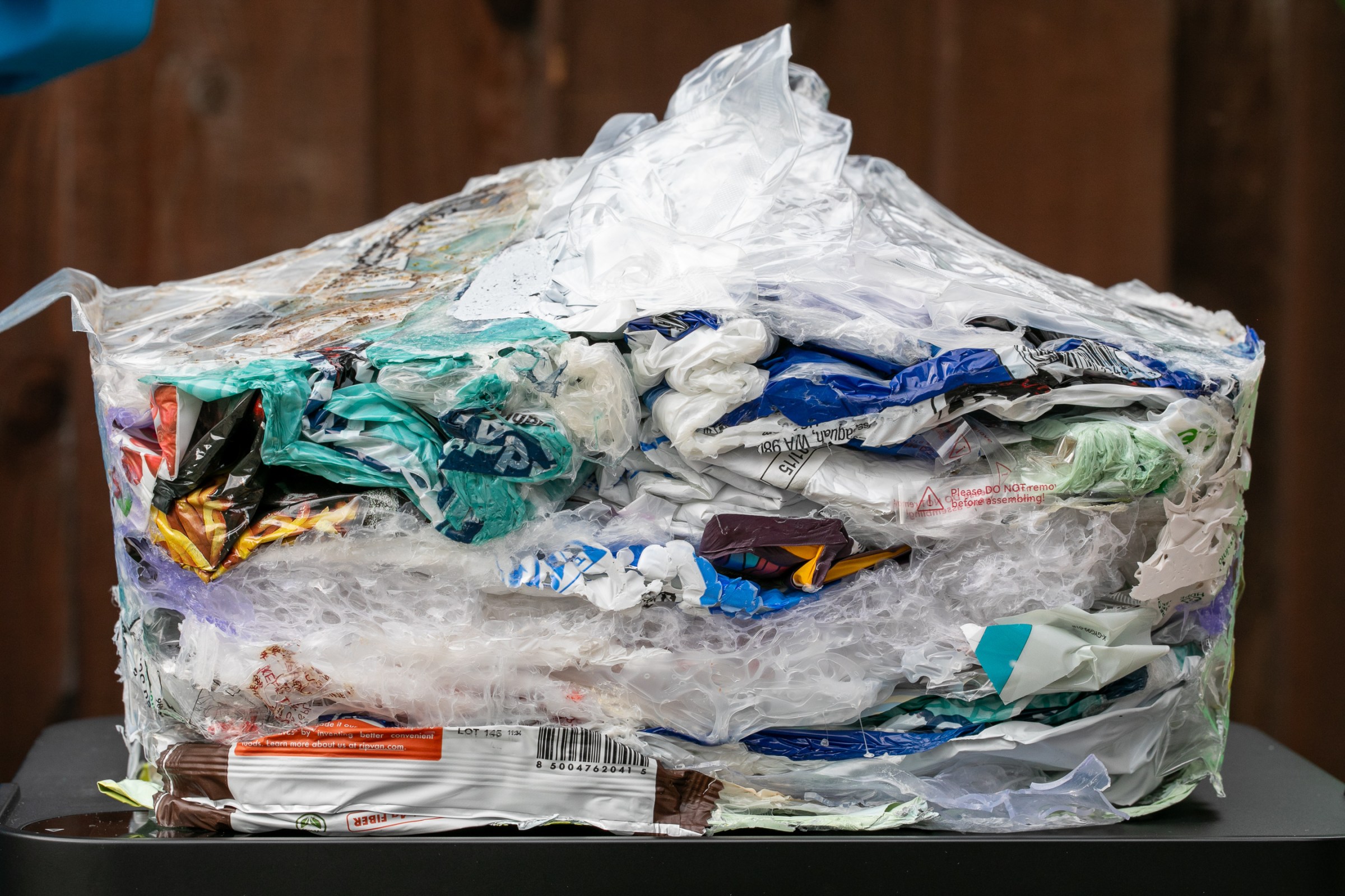 Zoom in to see how much the compactor does (and doesn’t) glue the plastic together.