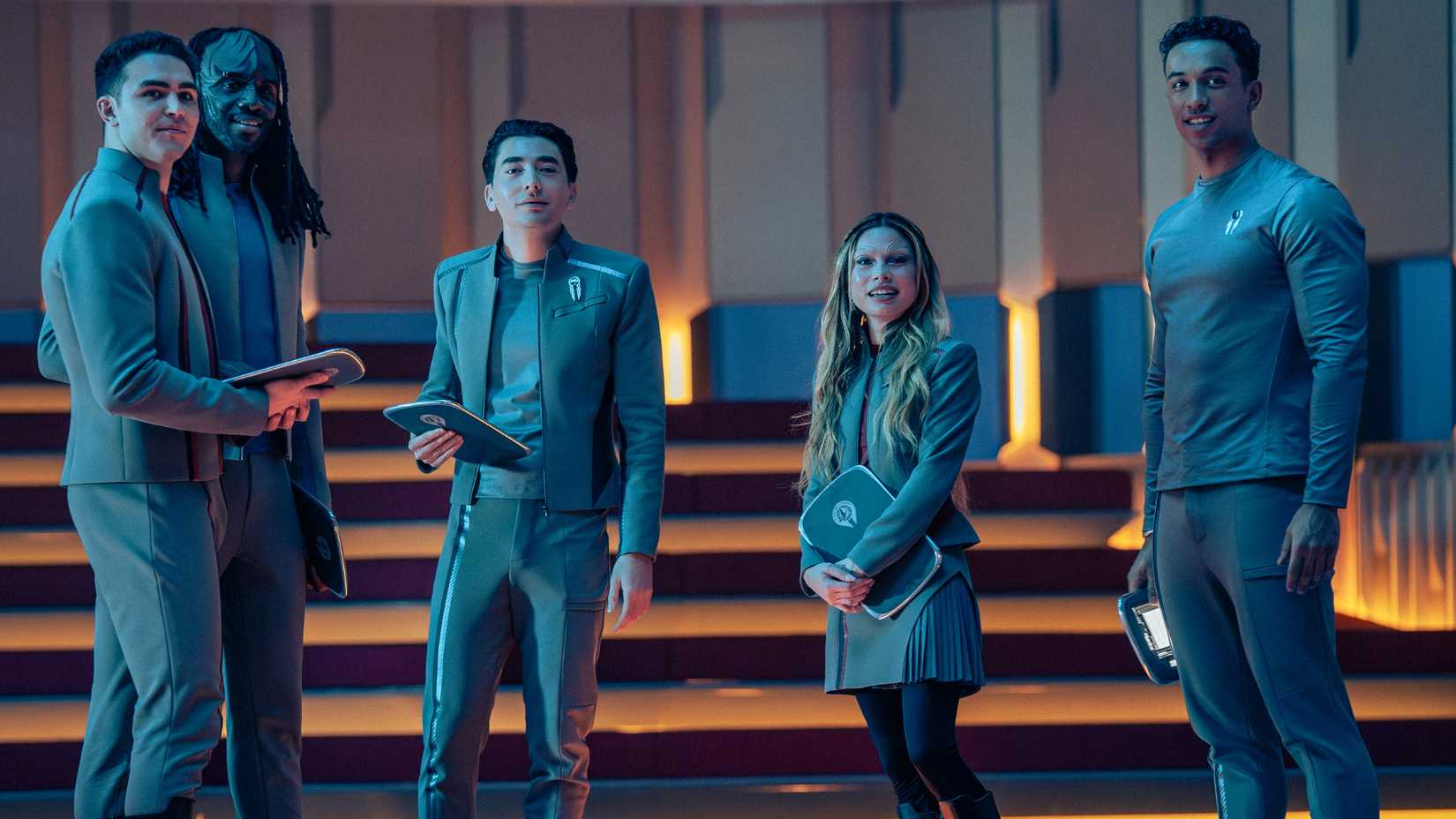 Starfleet Academy cadets performing Our Town