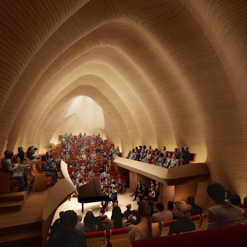 Timber hall by Shigeru Ban