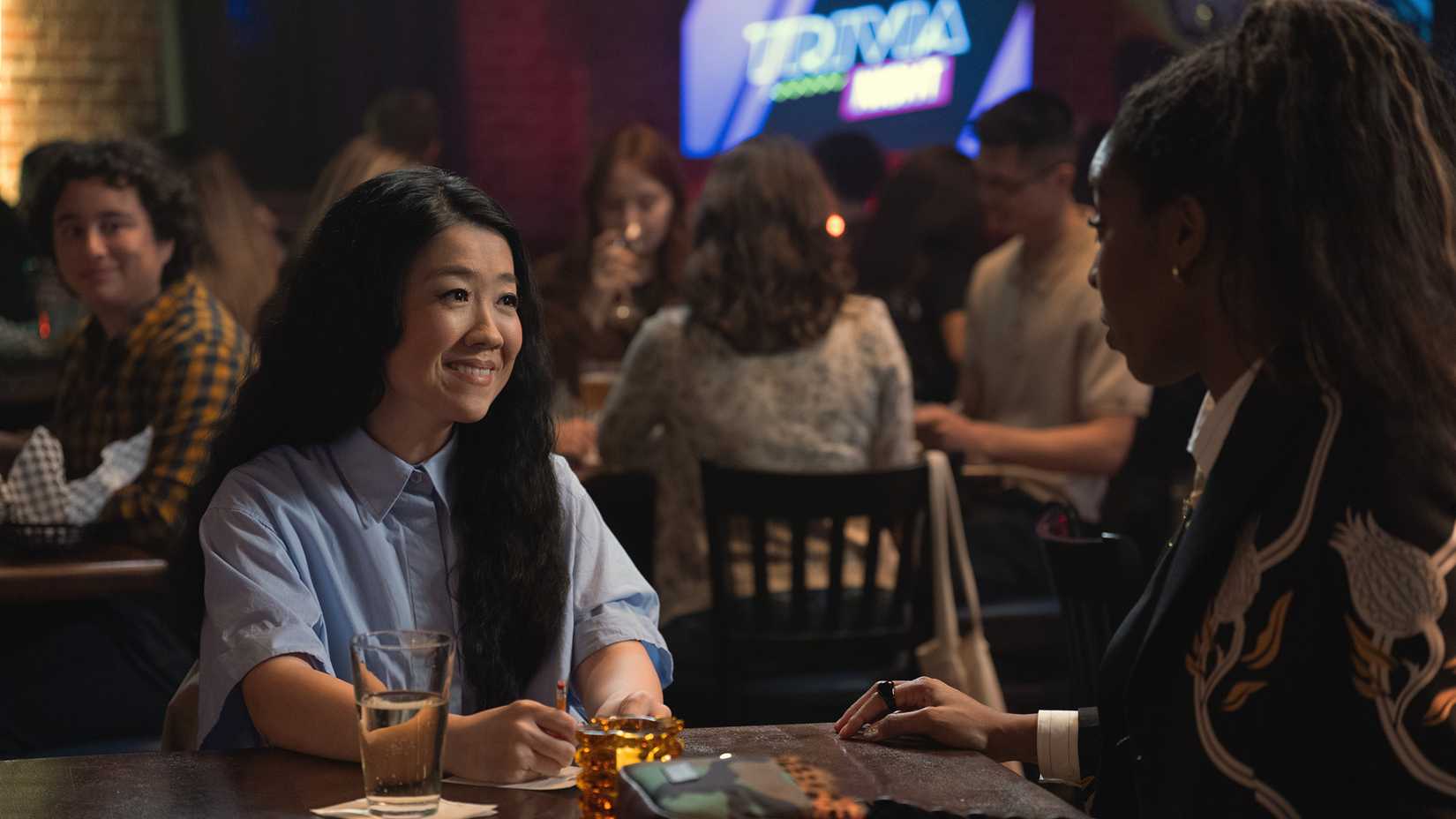 Maya smiling at Gaby in Shrinking