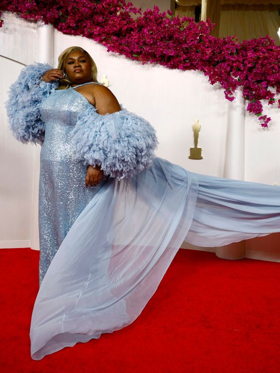 Da'Vine Joy Randolph in a beautiful sky-blue Louis Vuitton gown in 2024. Pic: Reuters