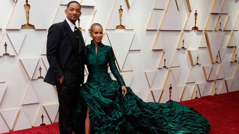 Jada Pinkett Smith's Jean Paul Gaultier gown was a showstopper in 2022, ahead of her husband's literal showstopper later that evening. Pic: Reuters