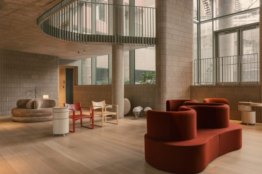 SO-IL pink concrete building in Brooklyn coworking