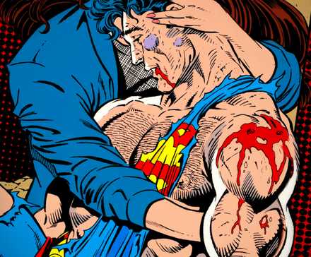 Superman Dying Bloody in Death of Superman Comic Art