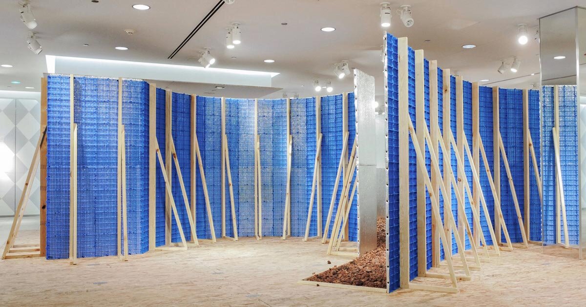 alsar-atelier repurposes raw construction materials as reversible enclosed exhibition booth