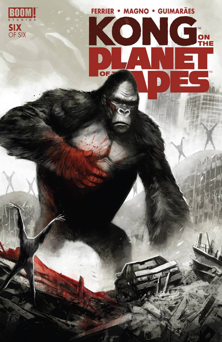 The King wipes blood off his body in Kong on the Planet of the Apes