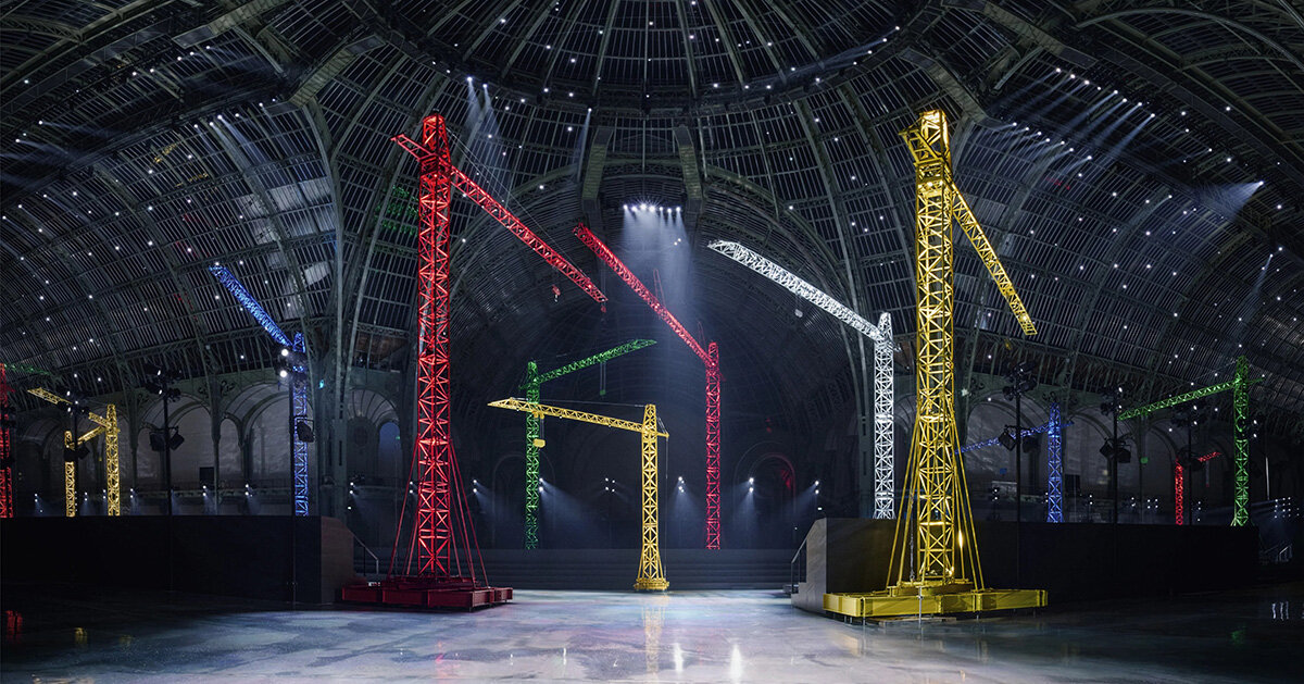cranes turn the grand palais into construction site for chanel FW26 runway