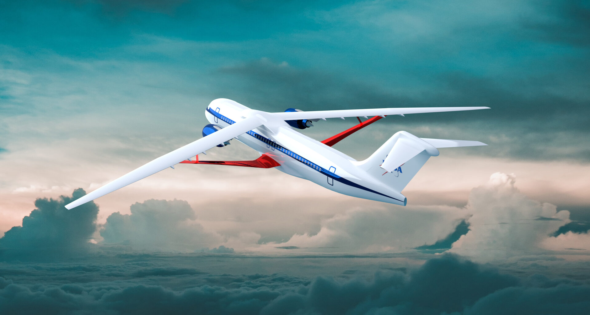 An illustration of the transonic truss-braced wing aircraft configuration for the Subsonic Flight Demonstrator (SFD) project.