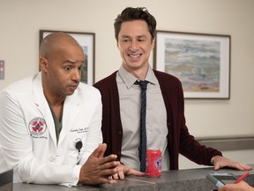 Zach Braff and Donald Faison in a episode from the new season of 'Scrubs.'