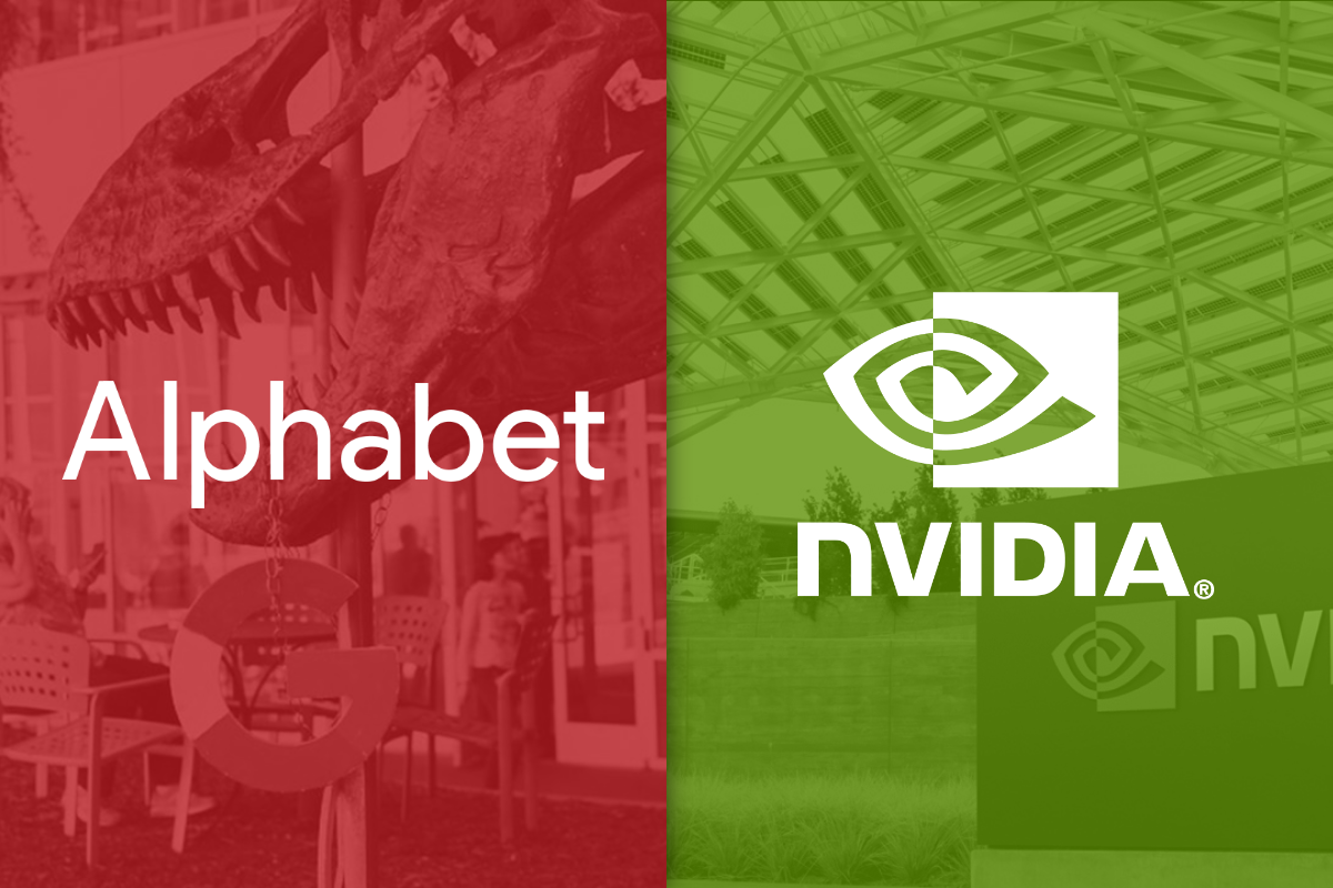The Alphabet logo next to the Nvidia logo.