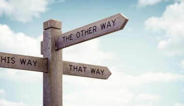 A sign post with this way, the other way, and that way written on it suggesting confusion.