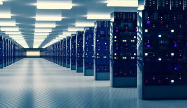Computer servers in a large data center.