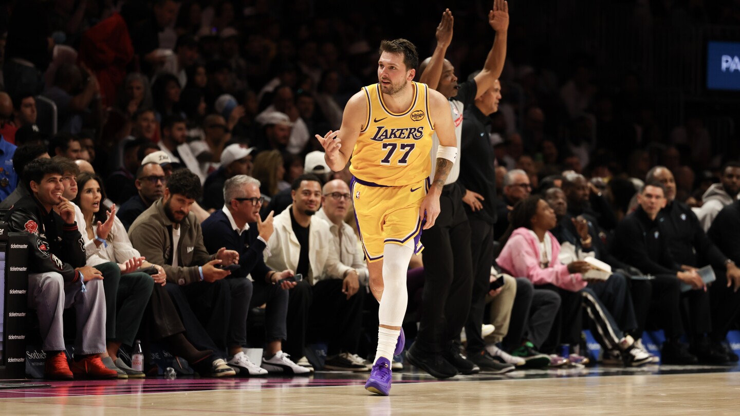 Watch Luka Doncic drop 60 on Miami Heat as Lakers win eighth in a row