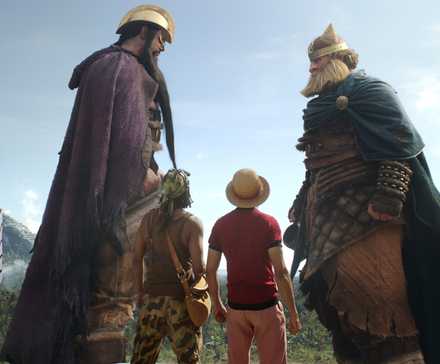 Vivi, Usopp, Luffy, Dorry and Brogy in One Piece