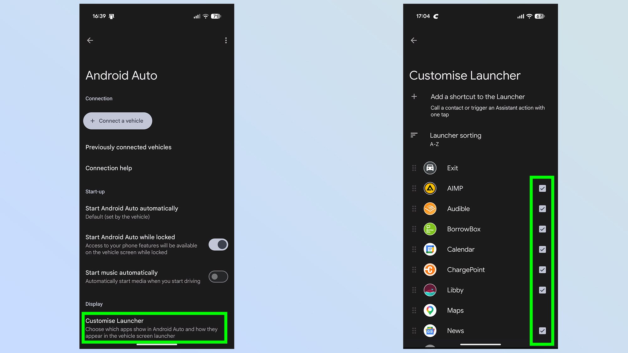 android auto developer options