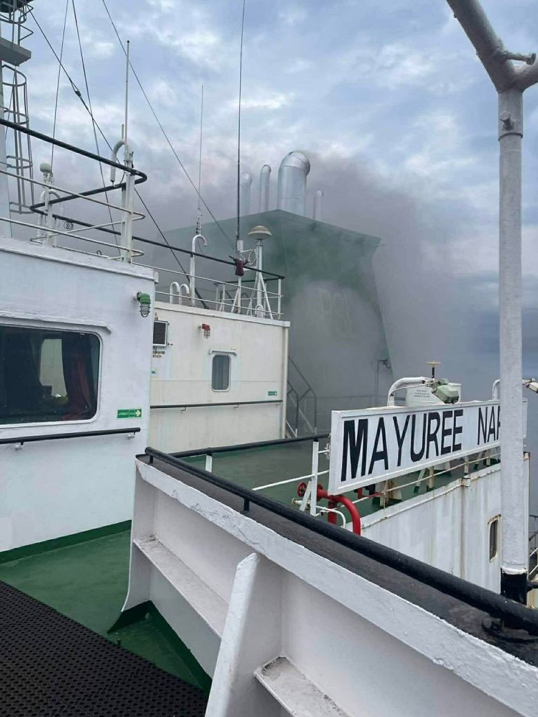 The Thai vessel Mayuree Naree, which Iran attacked in the Strait of Hormuz.