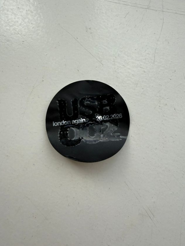 A sticker from the penultimate London show of Fred Again's USB002 tour.