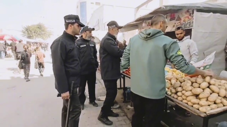 Armed Hamas police officers supervise the markets (Telegram channel of the Hamas police in the Gaza Strip, March 5, 2026)