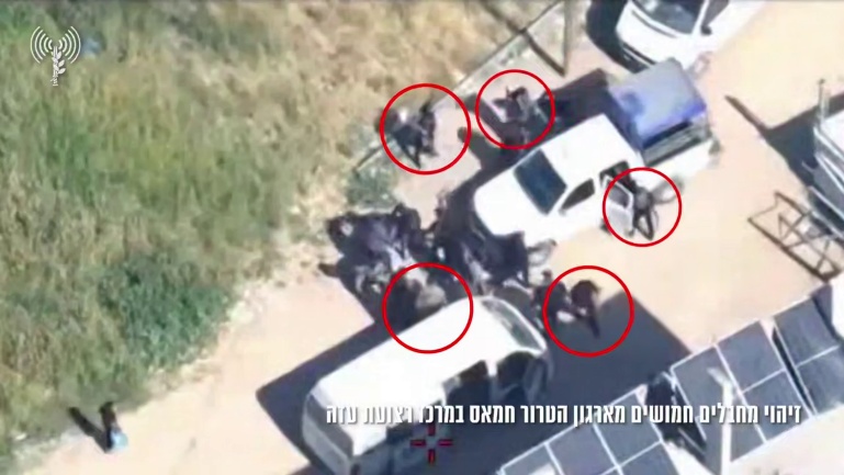 Armed terrorists (circled in red) prepare to attack IDF forces (IDF spokesperson, March 16, 2026)