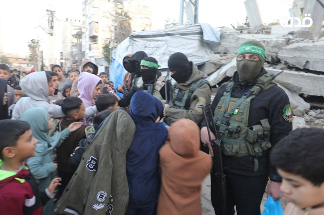 Armed operatives of Hamas' military wing in the Nuseirat refugee camp (Quds Agency, March 20, 2026).