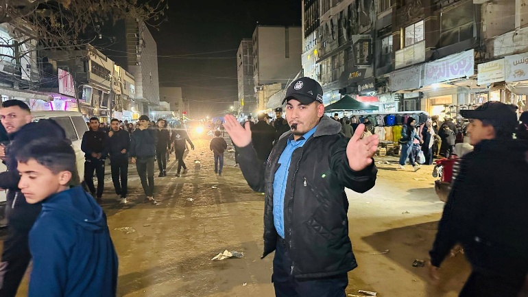 Hamas police maintain order and patrol the markets (Facebook page of the Palestinian police, March 5 and 19, 2026)