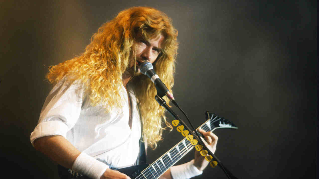 Megadeth&lsquo;s Dave Mustaine performing onstage in 1991