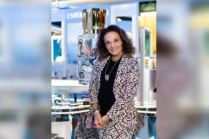 Diane von Furstenberg at the InCharge pop-up at Changi Airport Terminal 1 Departure Transit hall on March 31.