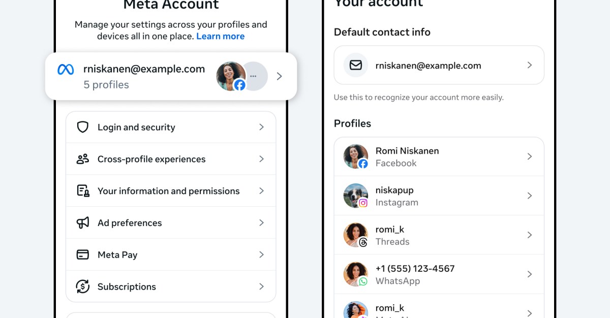 Meta’s new Account system manages your WhatsApp, Facebook, Instagram, and other logins.
